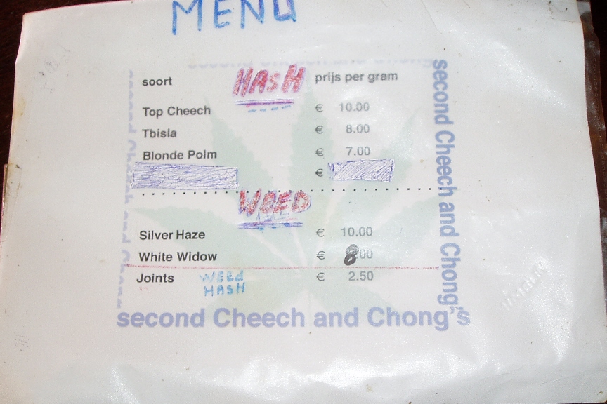 Cheech & Chong's 2 Menus archive - coffeeshopmenus.org