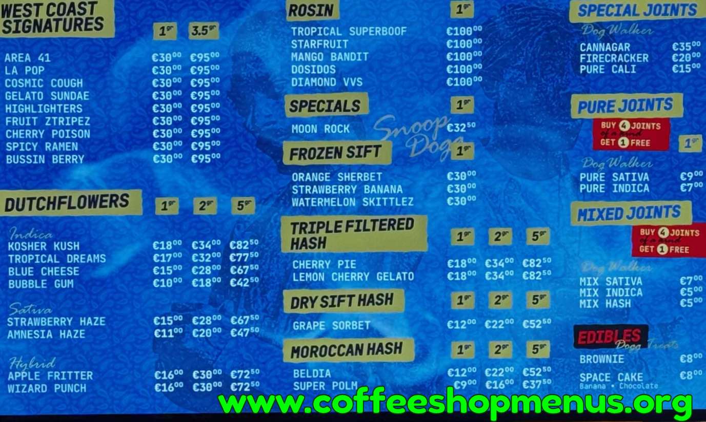 SWED a Snoop Dogg Store Latest Menu
