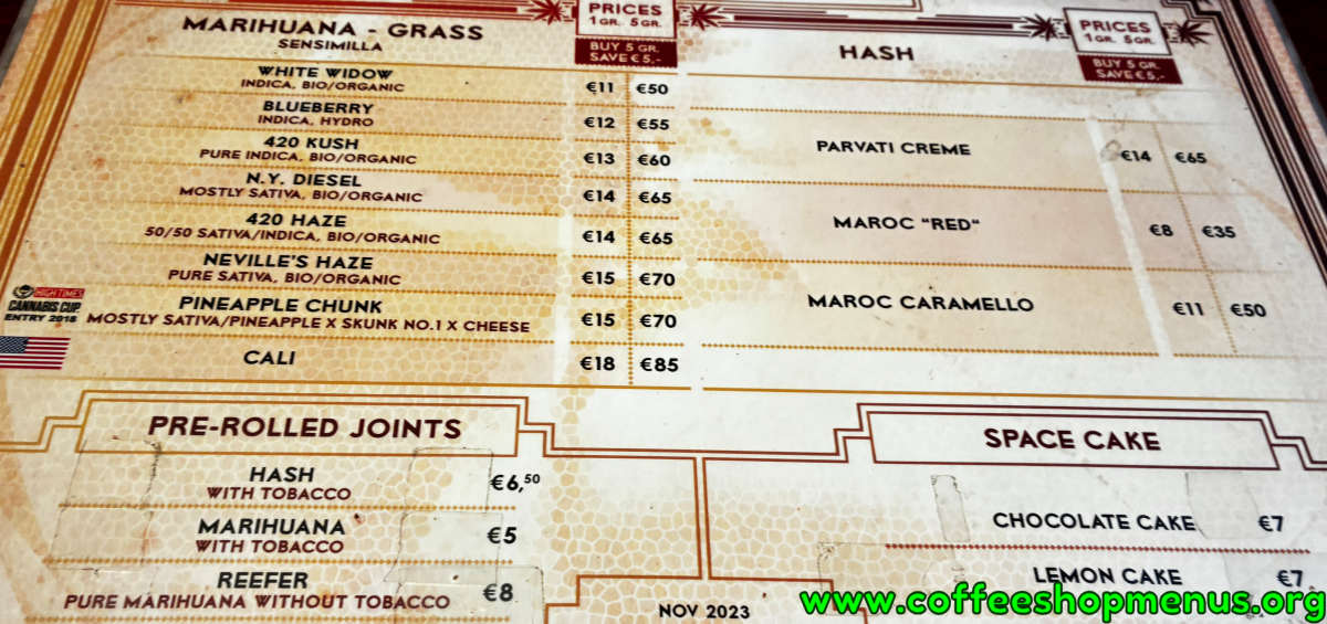 420 Cafe (de Kuil) Menus archive - coffeeshopmenus.org